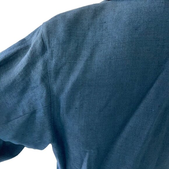 Finity Vintage 1980s Womens Blazer Size 12 Blue Pockets Pure Linen USA - Picture 7 of 10